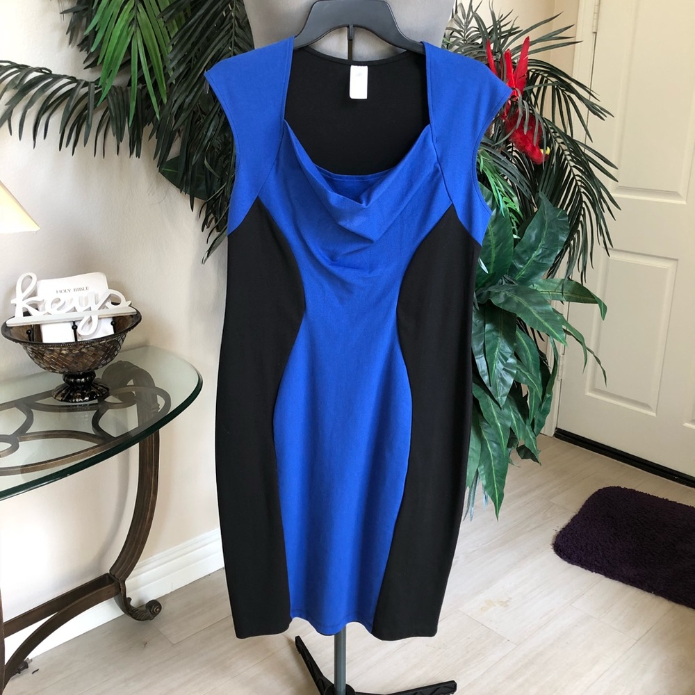 Royal Blue and Black Dress - Size Med